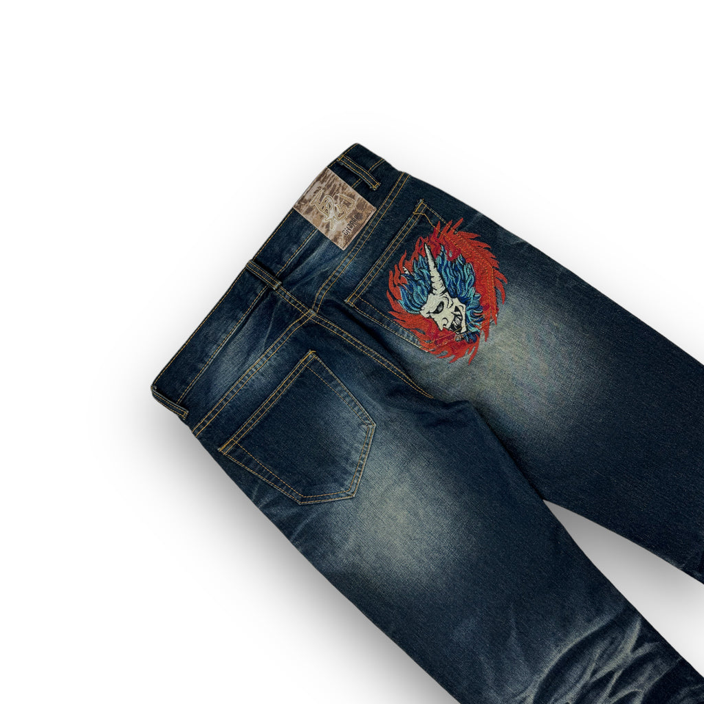 Oniarai Japanese Embroidered Jeans 32